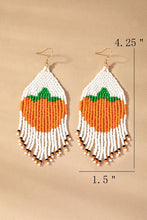 Load image into Gallery viewer, Halloween Seed-Bead Pumpkin Drop Earrings
