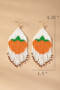 Halloween Seed-Bead Pumpkin Drop Earrings