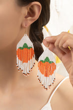 Load image into Gallery viewer, Halloween Seed-Bead Pumpkin Drop Earrings
