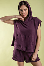 Load image into Gallery viewer, Sleeveless Hoodie and Shorts Set in Plum
