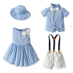 Jack ad Jill Summer Checker Suit Siblings Set