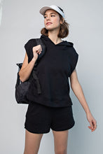 Load image into Gallery viewer, Sleeveless Hoodie and Shorts Set in Black
