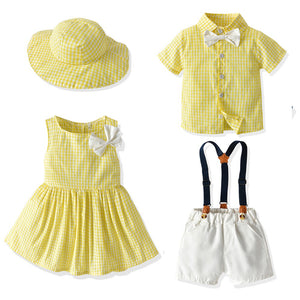 Jack ad Jill Summer Checker Suit Siblings Set