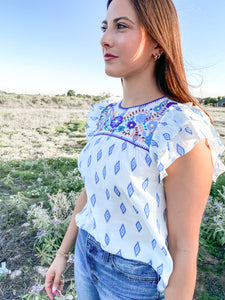 The Jules Blue Embroidery Top