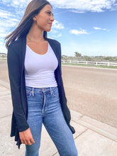 Load image into Gallery viewer, Slouchy Pocket Open Cardigan in Black
