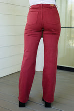 Load image into Gallery viewer, Phoebe High Rise Front Seam Straight Jeans in Burgundy
