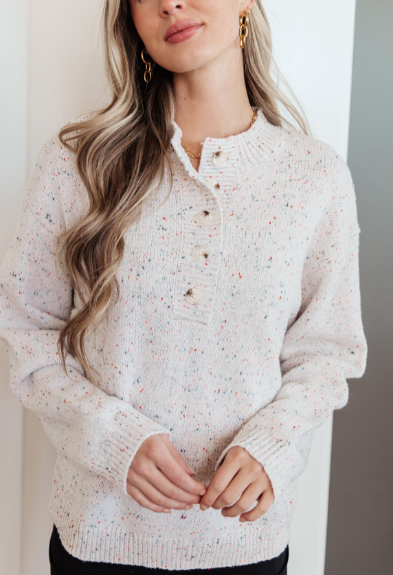Never Give Up Henley Sweater