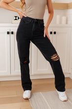 Load image into Gallery viewer, Susannah High Rise Rigid Magic 90&#39;s Distressed Straight Jeans in Black
