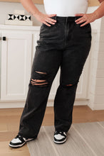 Load image into Gallery viewer, Susannah High Rise Rigid Magic 90&#39;s Distressed Straight Jeans in Black
