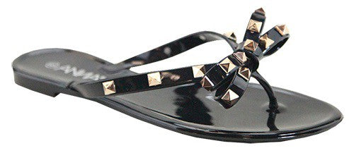 Tino's Rockstud Bow Flipflop- Black