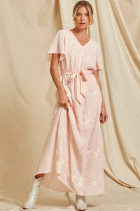 The Kensington Embroidered Pink Maxi Dress