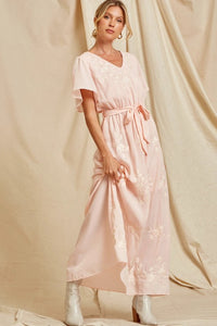 The Kensington Embroidered Pink Maxi Dress