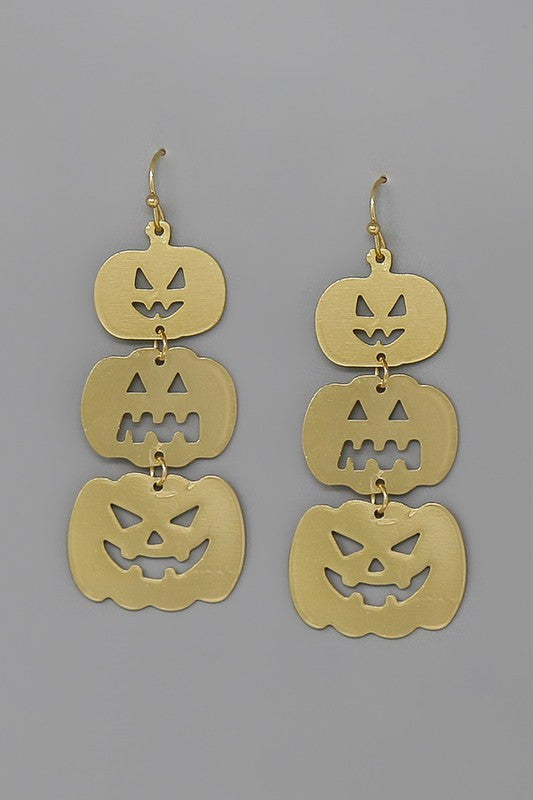 Halloween Theme Jack-O-Lantern Metal Drop Earrings