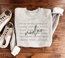 Load image into Gallery viewer, PREORDER: Rodeo Words Sweatshirt in Two Colors
