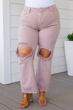 Load image into Gallery viewer, Babs High Rise Distressed Straight Jeans in Mauve
