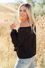 Load image into Gallery viewer, Bellissimo Draped V-Neck Sweater in Black
