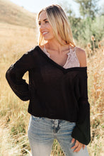 Load image into Gallery viewer, Bellissimo Draped V-Neck Sweater in Black
