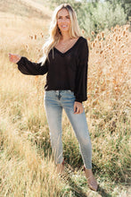 Load image into Gallery viewer, Bellissimo Draped V-Neck Sweater in Black
