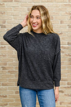 Load image into Gallery viewer, Brushed Drop Shoulder Sweater In Black
