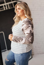 Load image into Gallery viewer, Camo &amp; Stripes Raglan Top
