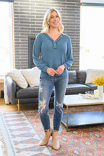 Load image into Gallery viewer, Waffle Love Thermal Top In Blue
