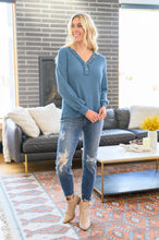 Load image into Gallery viewer, Waffle Love Thermal Top In Blue
