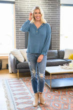 Load image into Gallery viewer, Waffle Love Thermal Top In Blue
