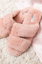 Load image into Gallery viewer, Double Strap Faux Fur Slippers In Blush
