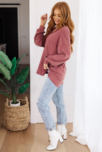 Load image into Gallery viewer, Happier Now Henley Hoodie in Burgundy
