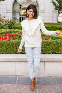 Cold Shoulder Sweater in Ivory