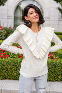 Cold Shoulder Sweater in Ivory