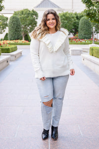 Cold Shoulder Sweater in Ivory