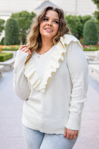 Cold Shoulder Sweater in Ivory