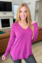 Load image into Gallery viewer, V-Neck Front Seam Sweater in Light Plum
