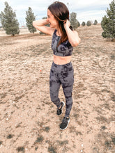 Load image into Gallery viewer, The Gia Dark Navy Tie-Dye Zip Sports Bra
