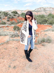 Cuddle Up Cutie White Leopard Cardigan