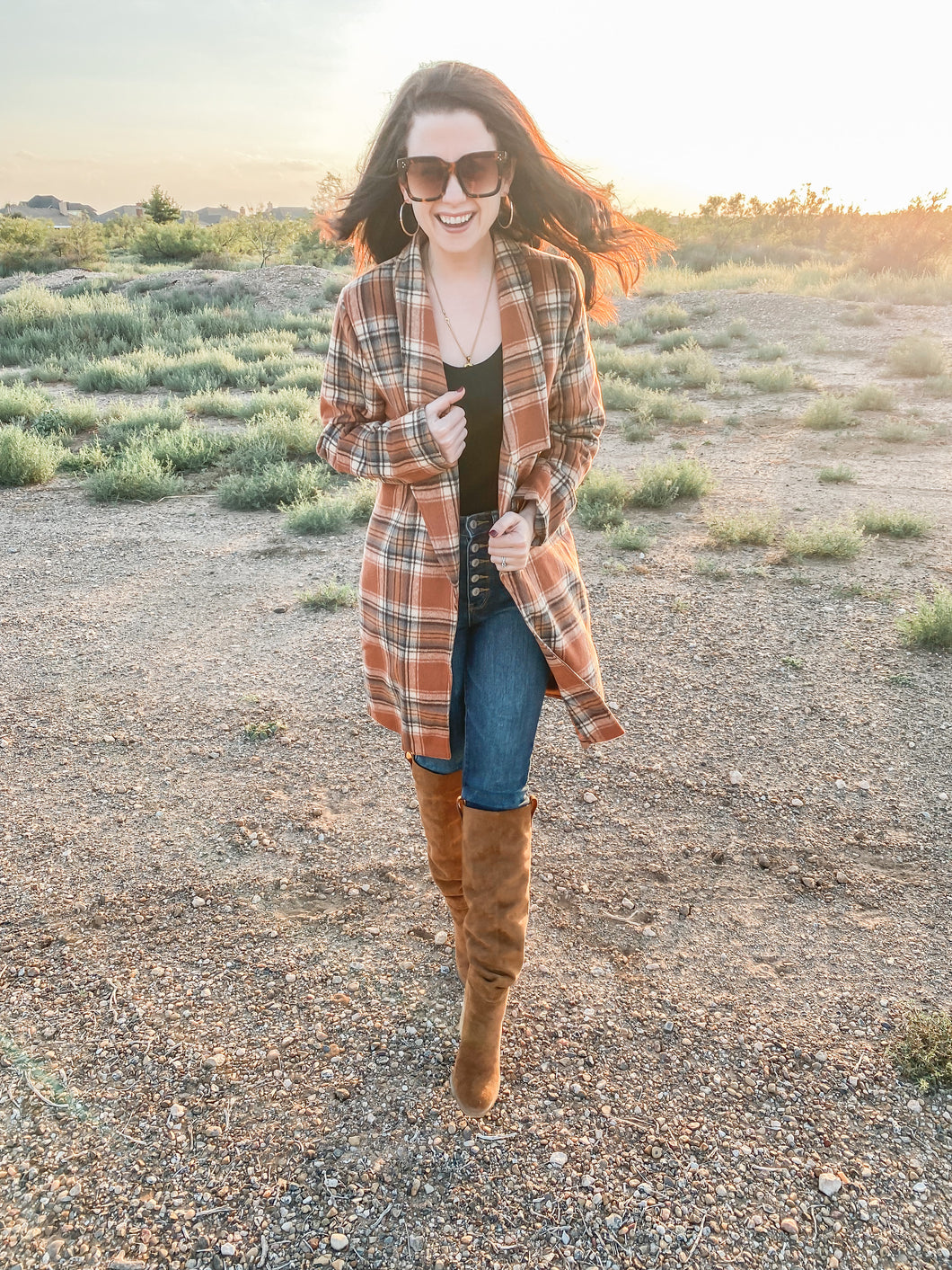 The Alexis Plaid Jacket In Rust