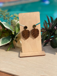 Palm Earrings- Wood