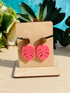 Palm Earrings- Pink