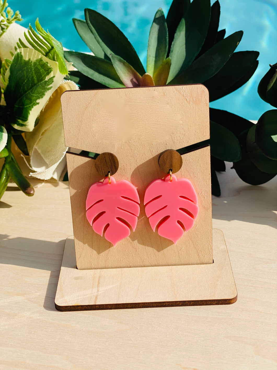 Palm Earrings- Pink