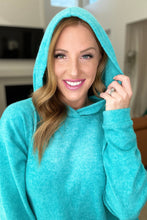 Load image into Gallery viewer, Hooded Melange Brushed Hacci Sweater in Light Teal
