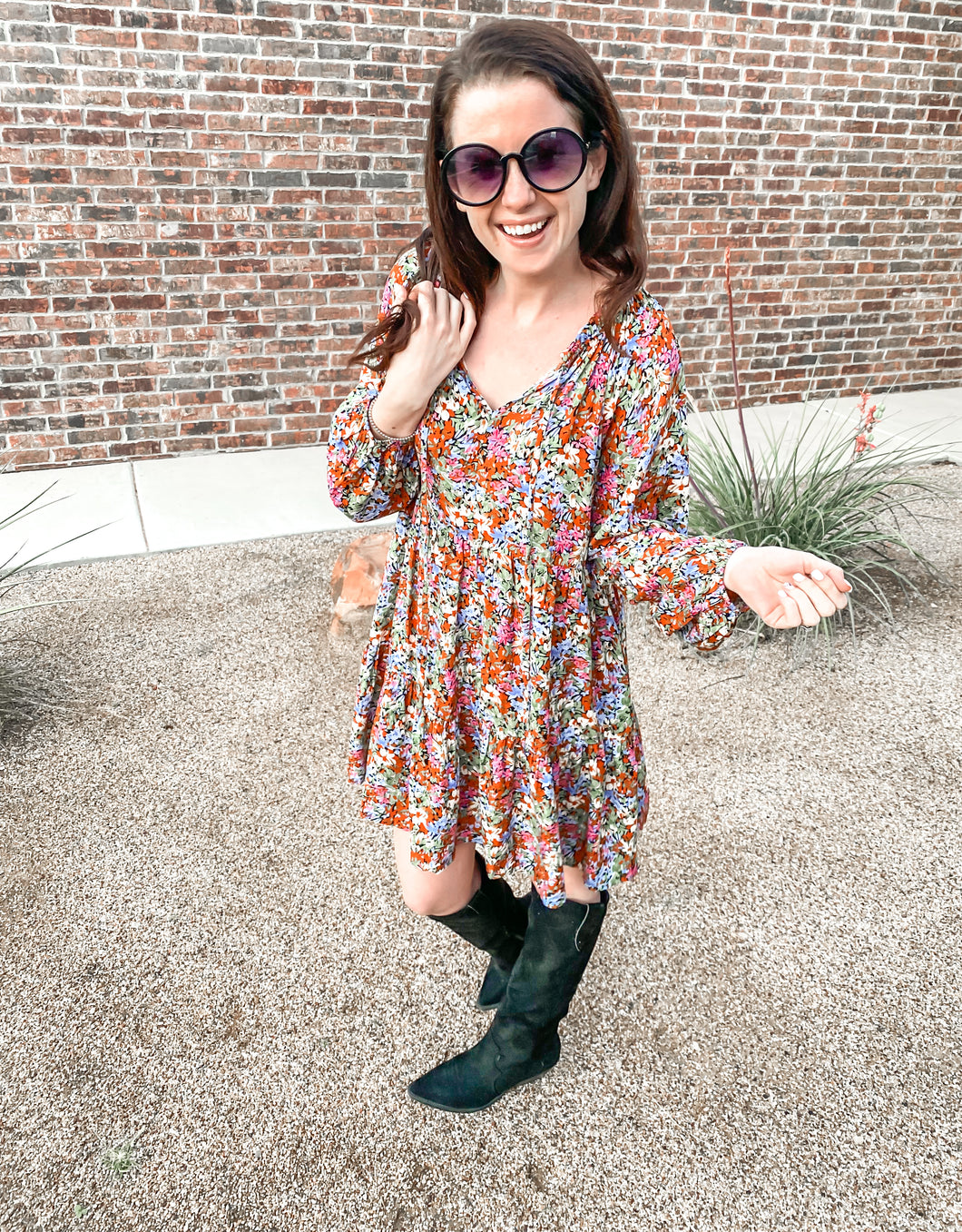 The Eddley Tiered Knee Length Floral Dress