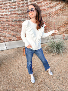 Cold Shoulder Sweater in Ivory