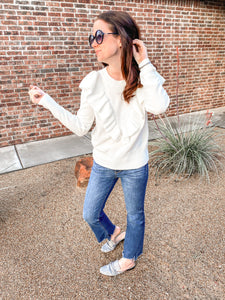 Cold Shoulder Sweater in Ivory