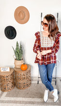 Load image into Gallery viewer, The Cabin Couture  Cassidy Plaid Maroon Top
