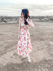 The Fancy Floral Edith Smocked Ruffled Dress