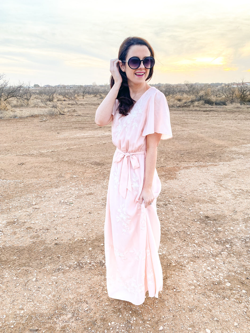 The Kensington Embroidered Pink Maxi Dress