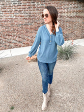 Load image into Gallery viewer, Waffle Love Thermal Top In Blue

