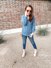 Load image into Gallery viewer, Waffle Love Thermal Top In Blue
