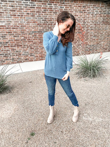 Waffle Love Thermal Top In Blue